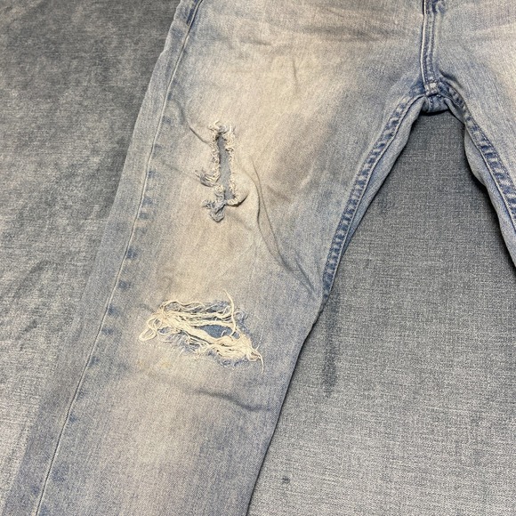 RSQ Seattle Skinny Tapered Jeans Mens 33x30 Blue Denim Cotton Stretch Distressed - Picture 7 of 16